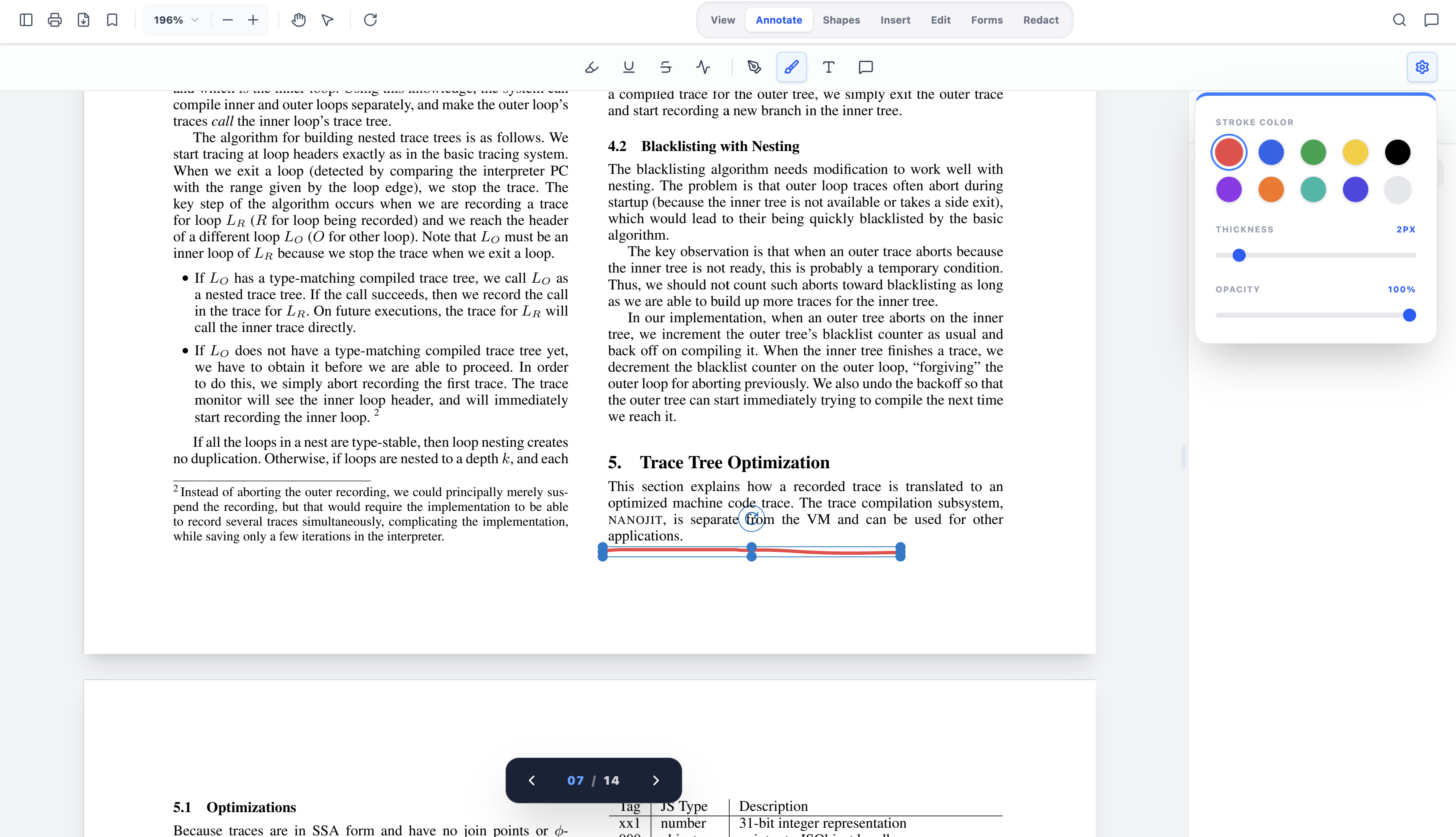 Annotations sur un document PDF.