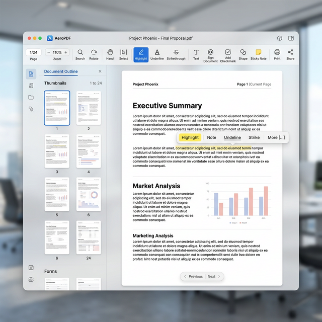 Interface de la visionneuse PDF.